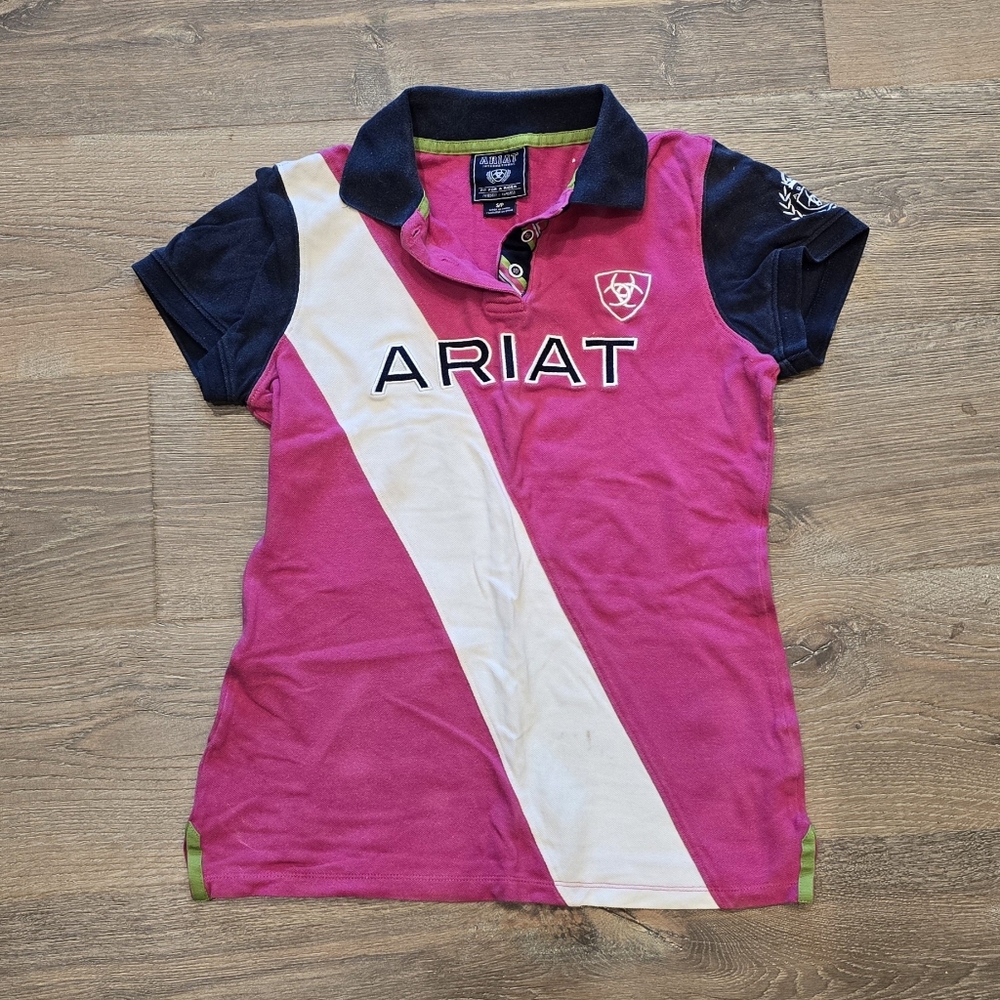 Ariat Vibrant Pink and Navy Polo